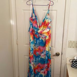 Beautiful colourful maxi water Colored dress